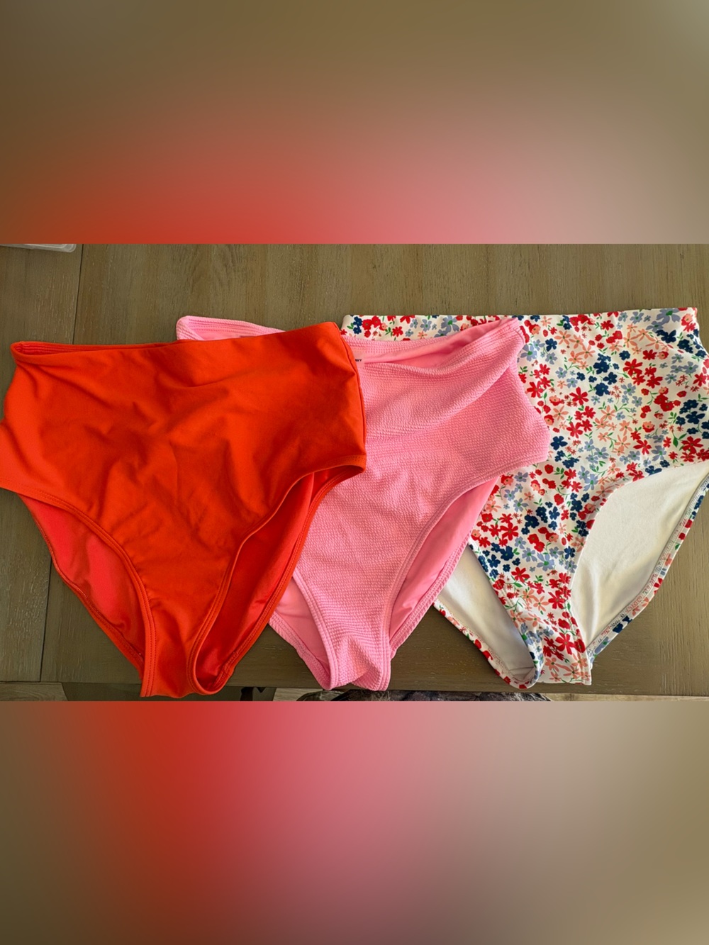 Old Navy Women's High-Waist Bikini Bottoms - Red, Pink, Floral